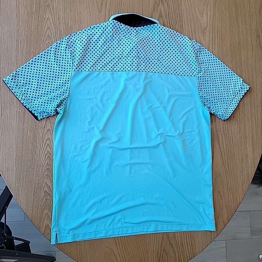 G Mac By Kartel Shirt Men's Large Blue Teal Short Sleeve Stretch Golf Polo Dots - Picture 11 of 11